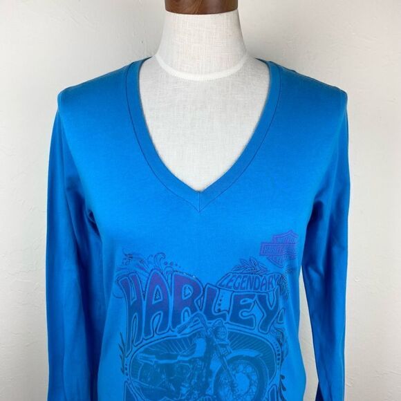 Vintage Harley Davidson Long Sleeve Tee - Blue & Purple - Picture 3 of 6